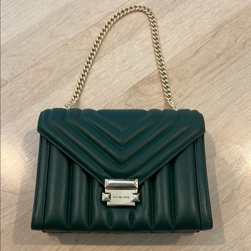 Michael Kors Green Quilted Shoulder Bag